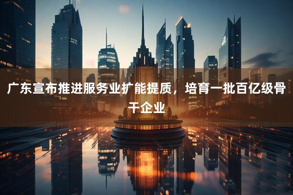 广东宣布推进服务业扩能提质，培育一批百亿级骨干企业
